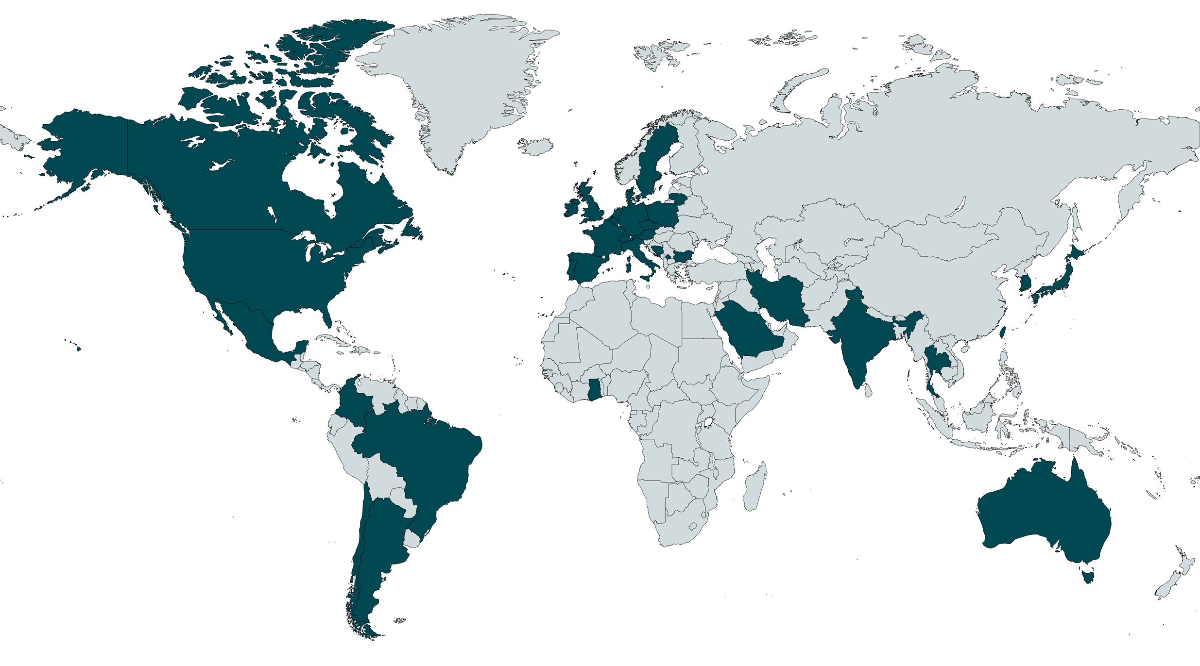 World map showing the countries in which OPUS RSE operates